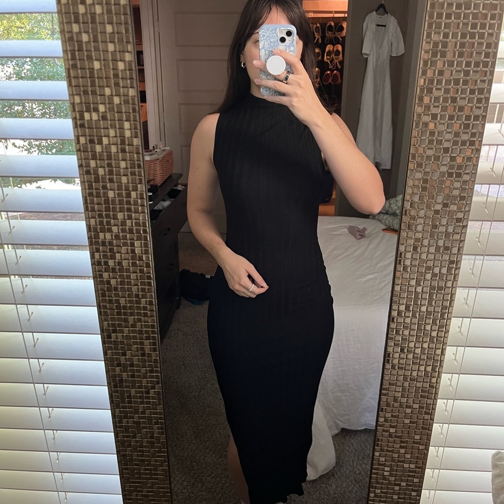 Fitted Reformation Mock Neck Knit Dress